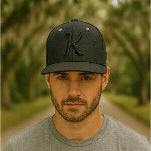 Adidas Black Monogram K Ball Cap XL Non Adjustable Hat Sporty Athletic Athleisur